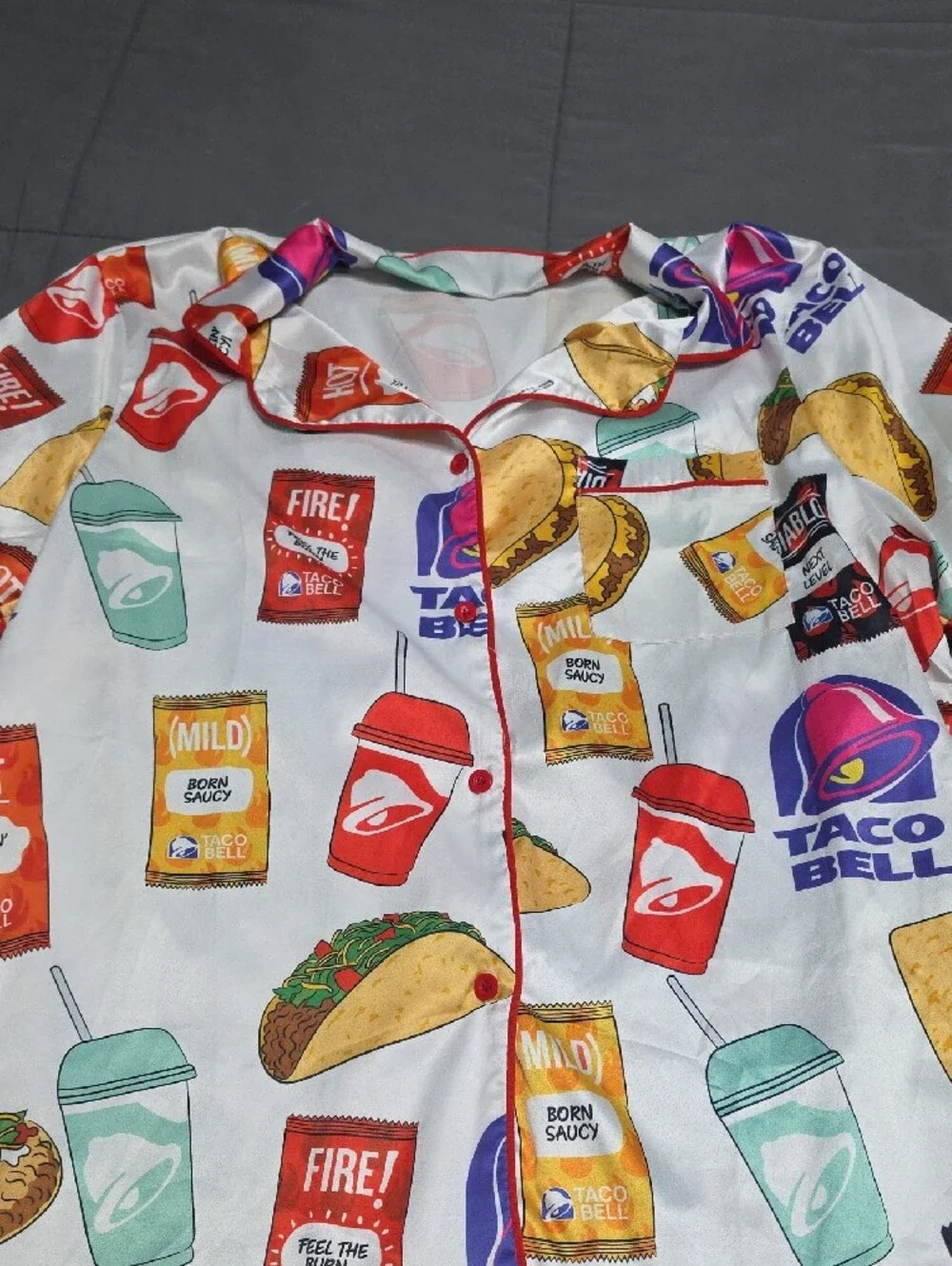 Taco Bell Print Pajama Set - White Multi